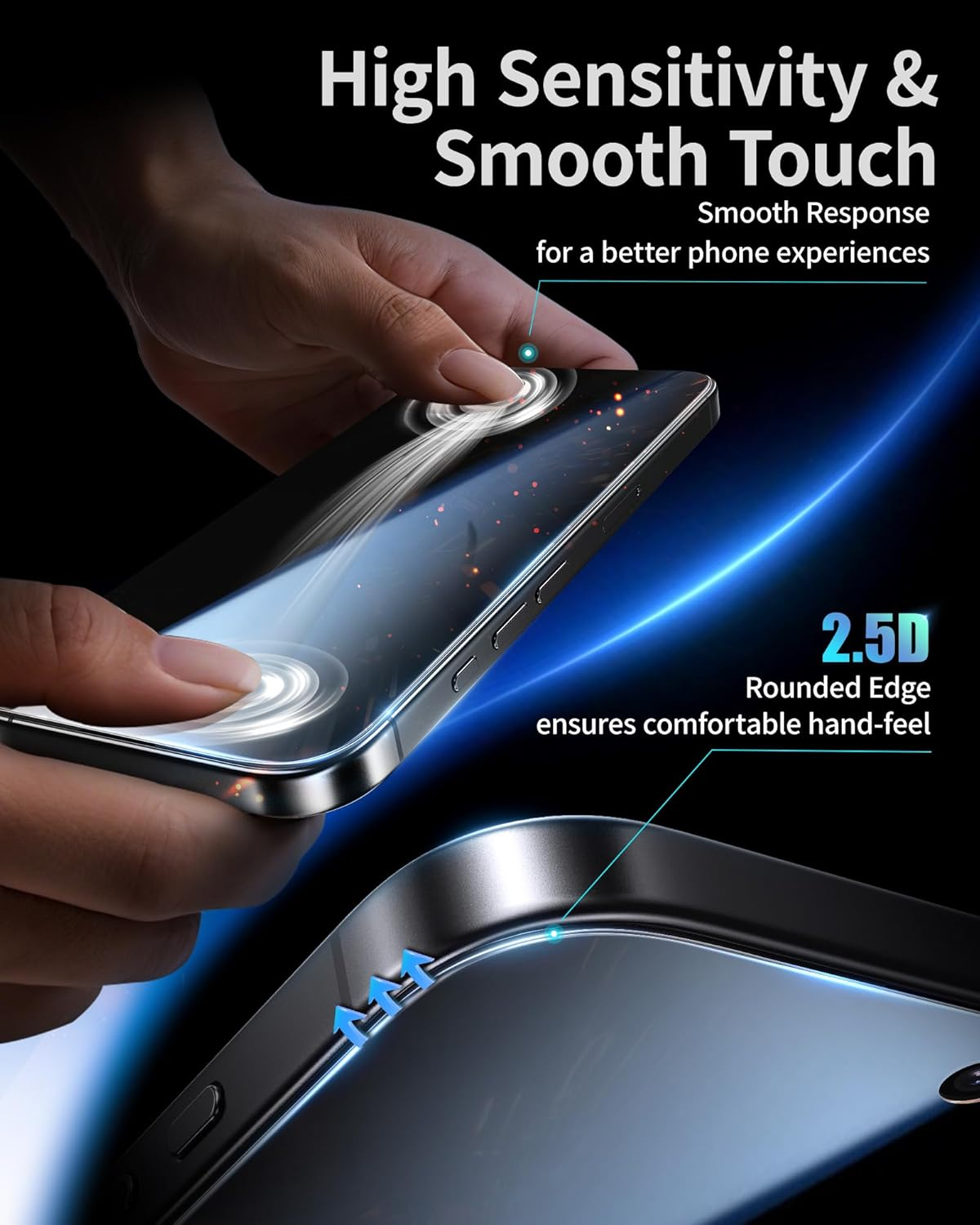 NIMASO for Iphone 17 Pro Max Screen Protector Privacy 6.9-Inch, Dust-Free Instant Installation, 9H Hardness Anti-Spy Tempered Glass Military Grade Shatterproof, Anti-Scratch, 2 Pack image number 4