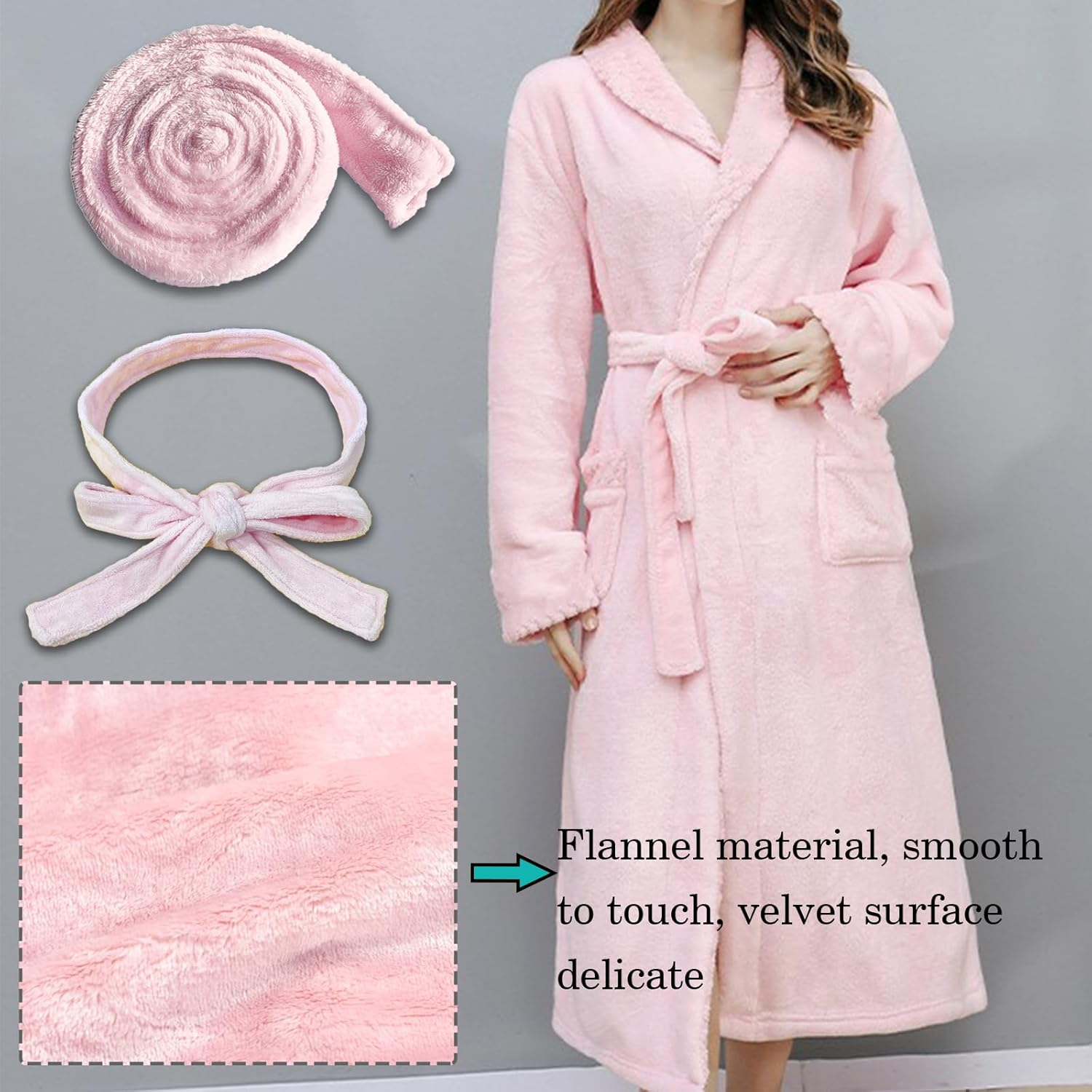 INCAUCA White Robe Belt Replacement, Thick Flannel Robe Tie, 170 Cm Long Bathrobe Belt, Unisex Soft Pajamas Replacement Fixed Belt for Women Men - Gray image number 6