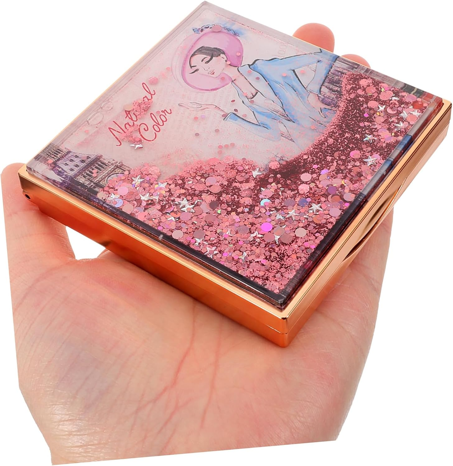 BELLIFFY 9Grids Eyeshadow Palette Empty Box Makeup Storage for Blush and Lipstick Compact Sequin Quicksand Design for Travel and Outdoor Use image number 4