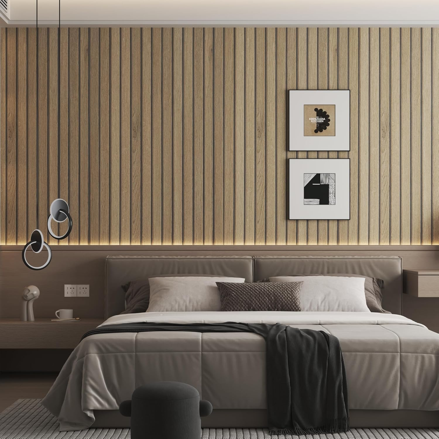 40Cmx9M Brown Wood Striped Peel Stick Wallpaper Self Adhesive Removable Waterproof Vinyl Wrap Wooden Slat Panel Beadboard Wall Paper Natural Light Tan Wood Grain Contact Paper for Apartment Bedroom image number 3