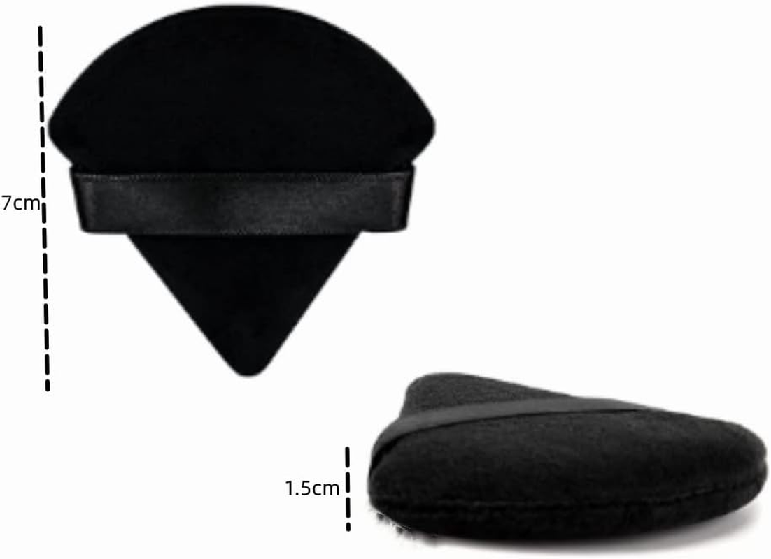 FUNNTY Powder Puffs, 18 Pcs Triangle Powder Puff Soft Pure Cotton Velour Puff, Cotton Powder Puff Face for Face Contouring Loose Powder Black
