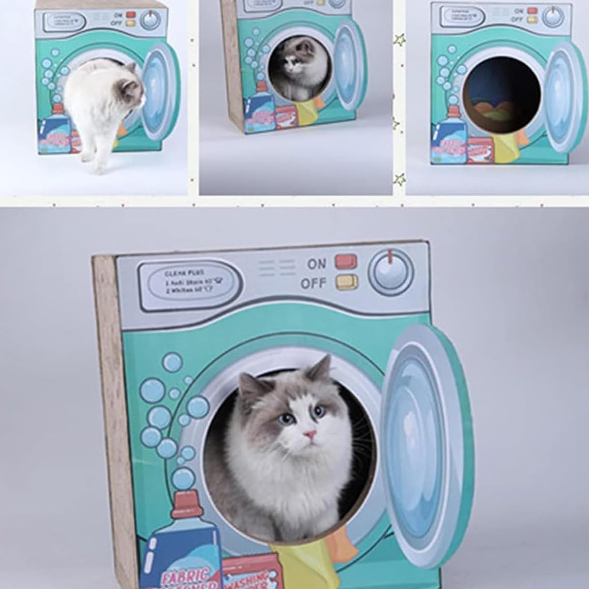 AIMALL 17.32 Inch Two-Layer Cat House with Scratch Board, Durable Corrugated Paper, Vertical Cat Litter Box, Anti-Scratch Sofa Protector, Spacious Design image number 2