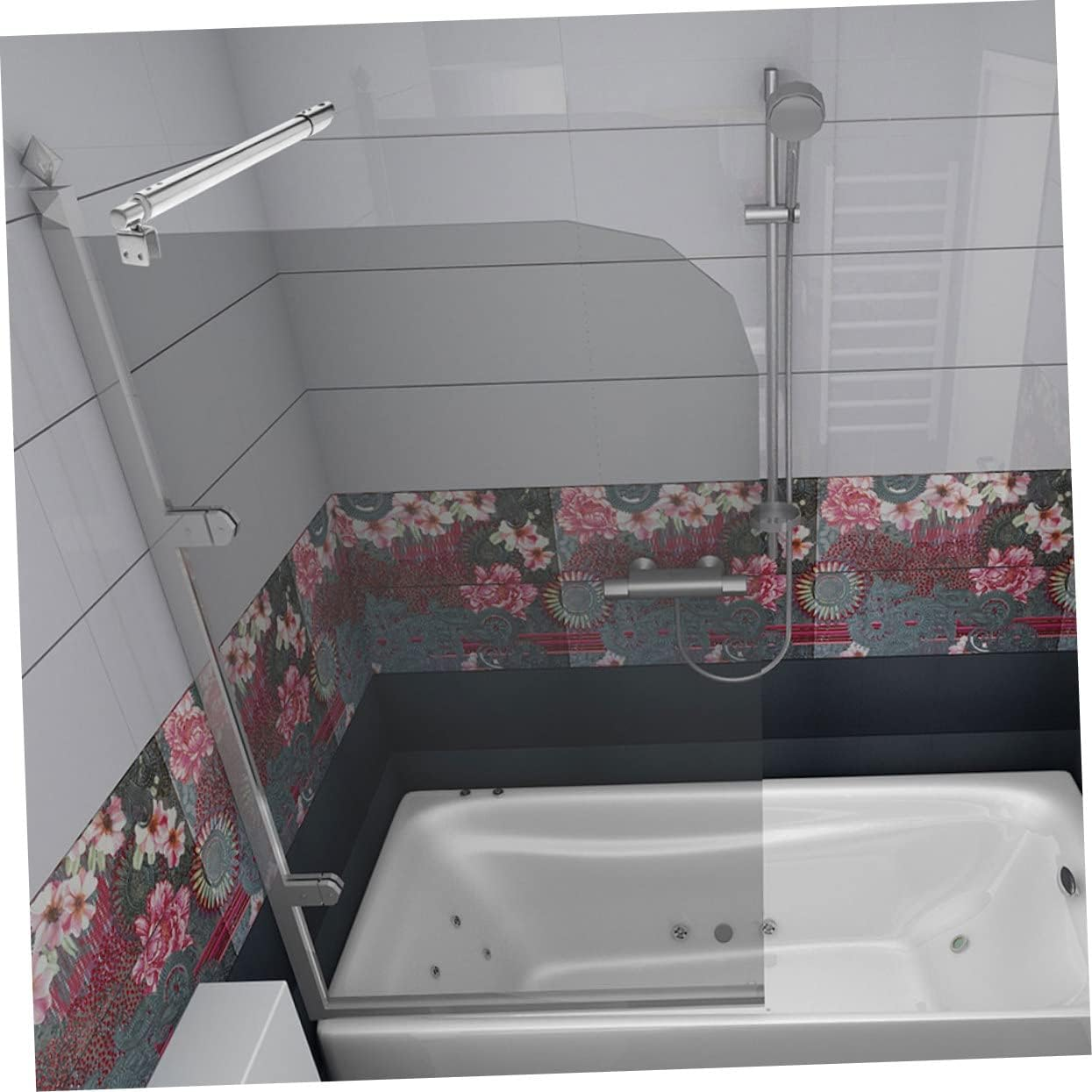 Homoyoyo 304 Stainless Steel Shower Glass Support Rod 358Mm Double-Headed Bracket for Frameless Shower Doors Waterproof Wall to Glass Hardware 19X300X500Mm Size image number 5