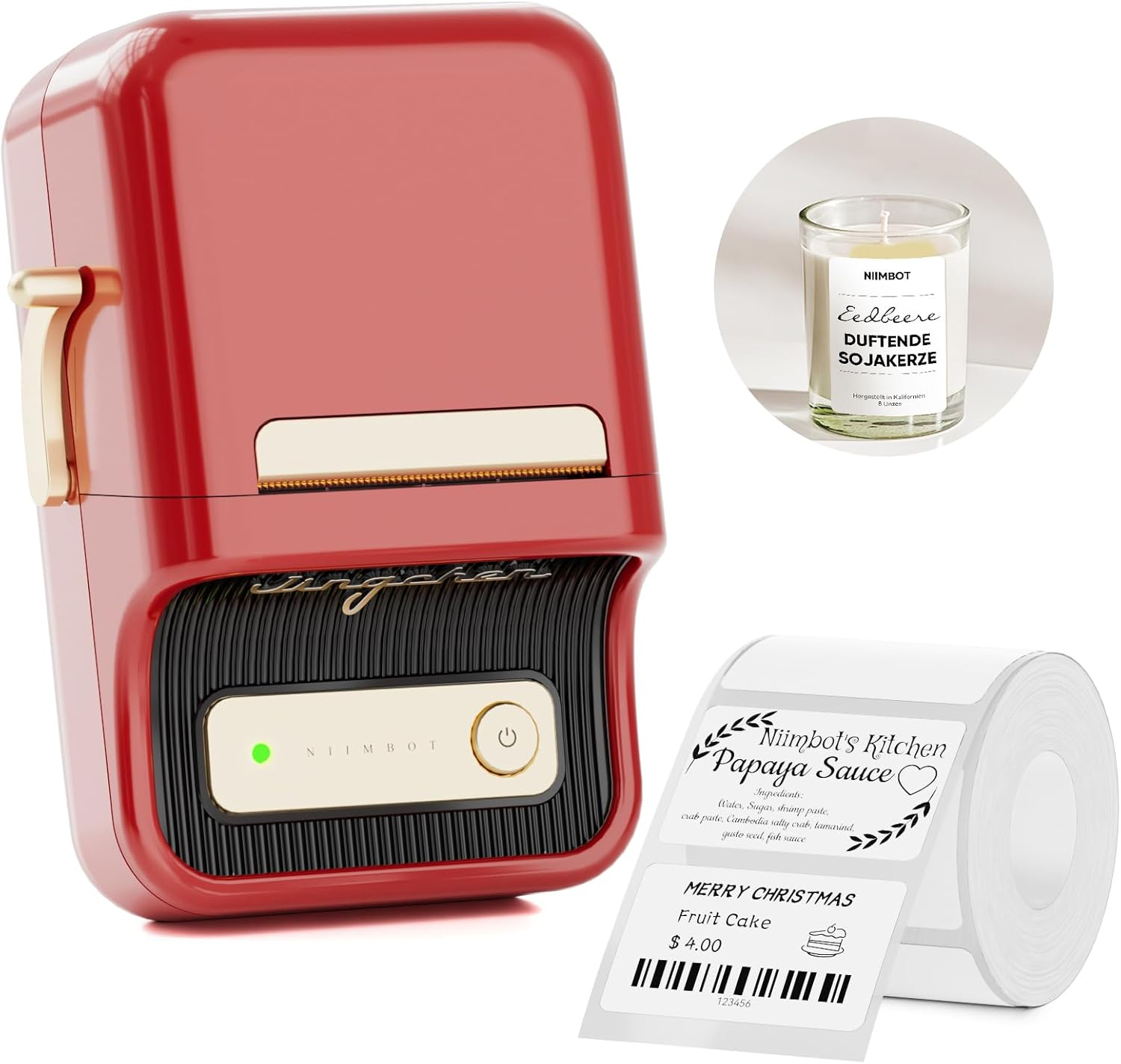 NIIMBOT B21 Inkless Label Maker, Portable Thermal Label Printer for Clothing, Address, Business, Compatible with Ios & Android, with 1 Pack 50X30Mm White Label, Black