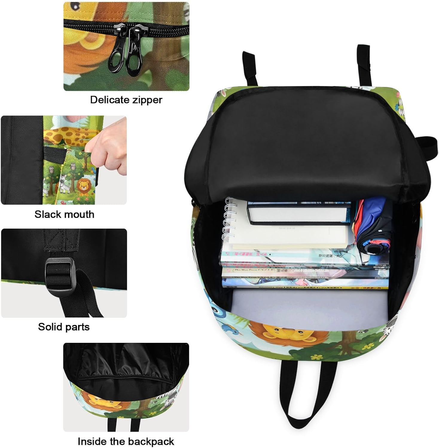 RPLIFE Backpack Lunch Box, Cute Cartoon Animals Giraffe Kids Backpacks with Lunch Bag, School Backpacks for Youth Travel and Daily Use image number 1