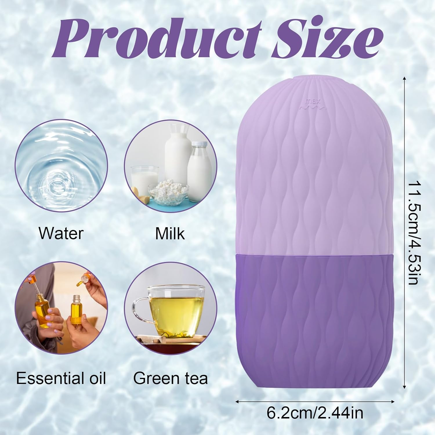 Volksrose Ice Face Roller for Face & Eyes - Reusable Silicone Ice Mold for Skincare,Cooling Facial Massager Tool to Reduce Puffiness, Soothe Skin, Shrink Pores & Relieve Pain,Anti-Wrinkle,Purple image number 3