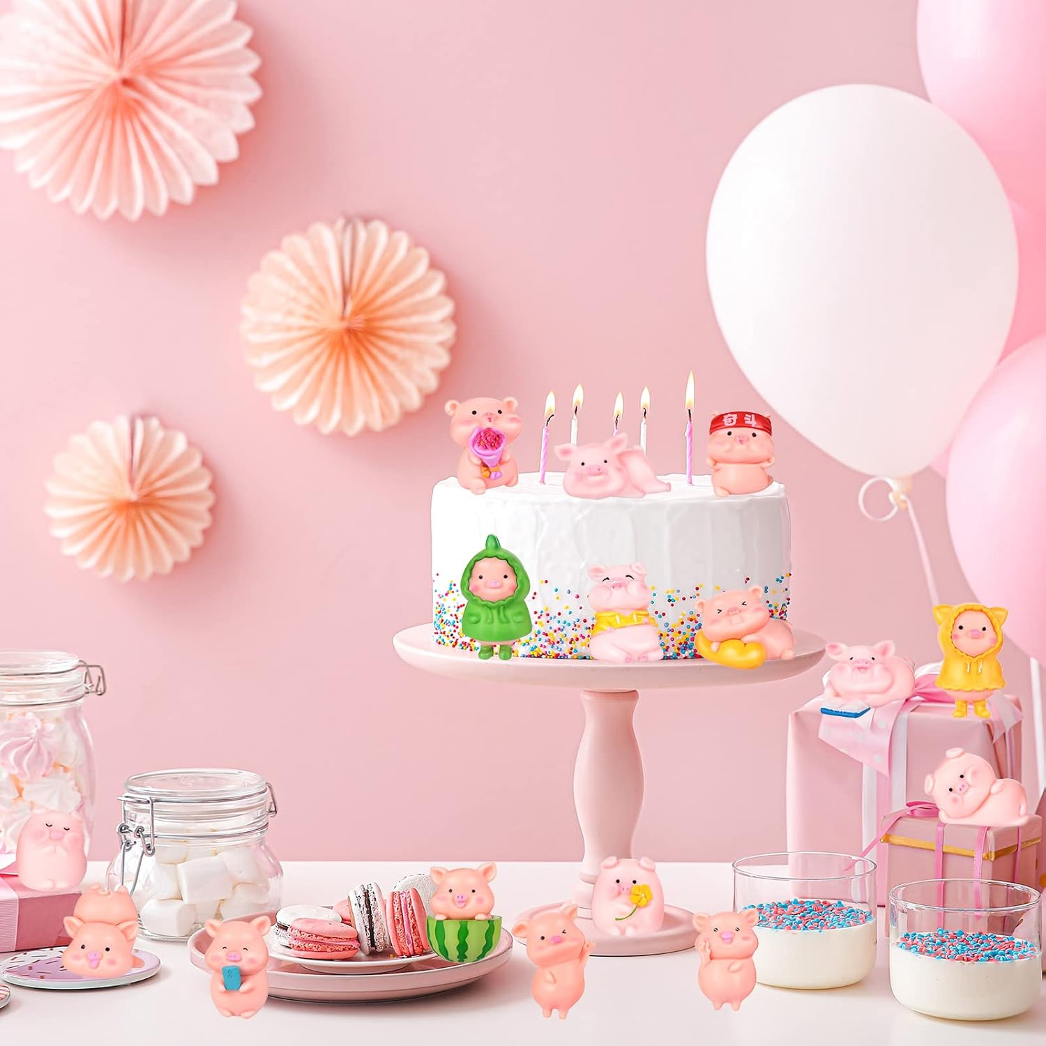 Maitys 31 Pieces Cute Pink Piggy Miniature Figurines Toys Pig Decor Toy Figurine Waterproof Tiny Party Decorations Mini Resin Garden for Cake Toppers Moss Landscape DIY Terrarium Crafts image number 3
