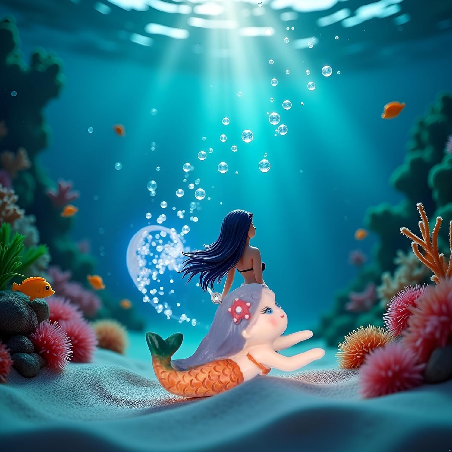 Pchnfei Floating Fish Tank Decor, Aquarium Fish Mermaid, Ornaments, Eye Catching Decoration, Aquatic Pets Cartoon, Miniatures Figures For, Aquarium D&eacute;cor Thematic Ornaments