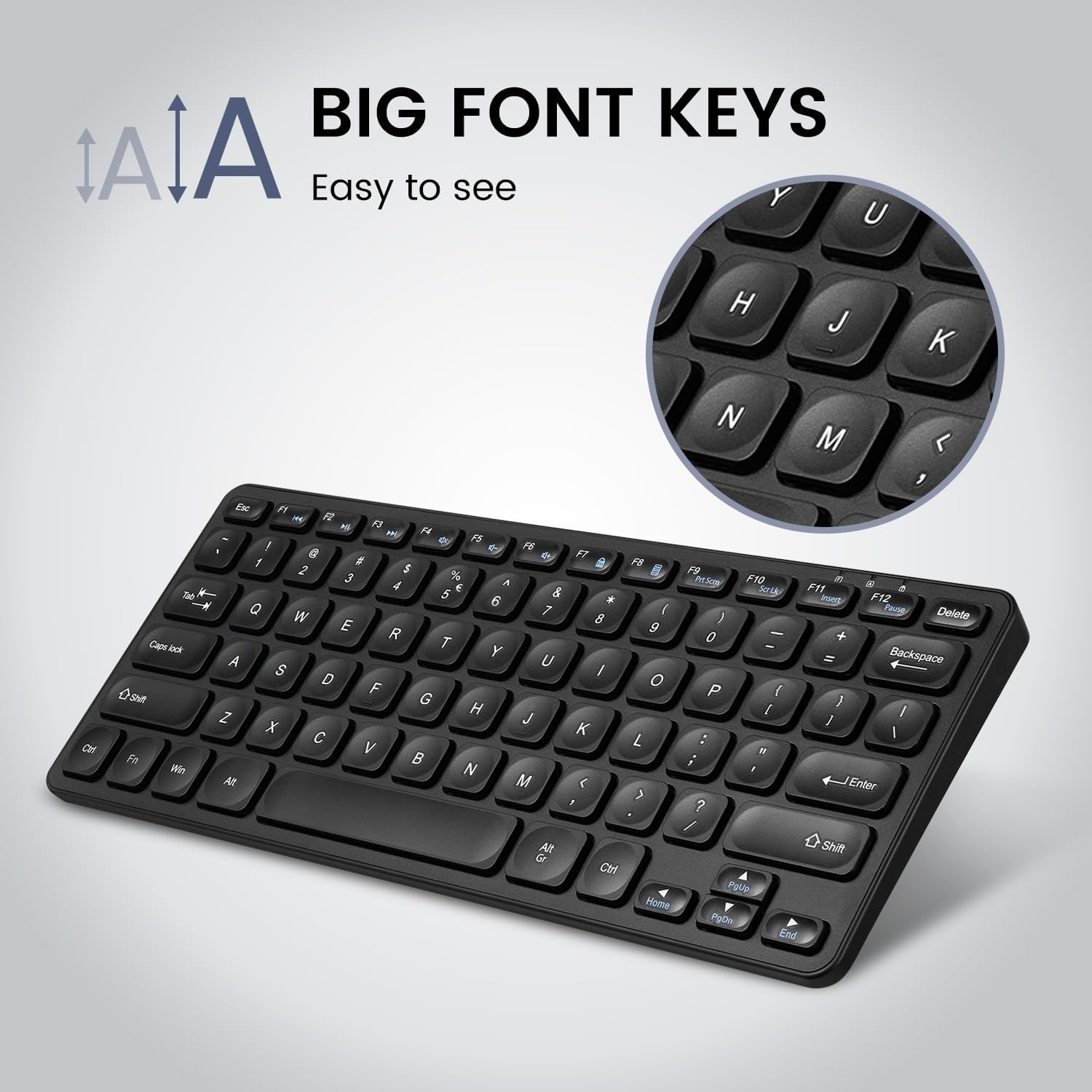 Perixx PERIBOARD-416 Wired Mini USB Keyboard with 4 Hubs - Scissor Keys - Media Keys - US English image number 6