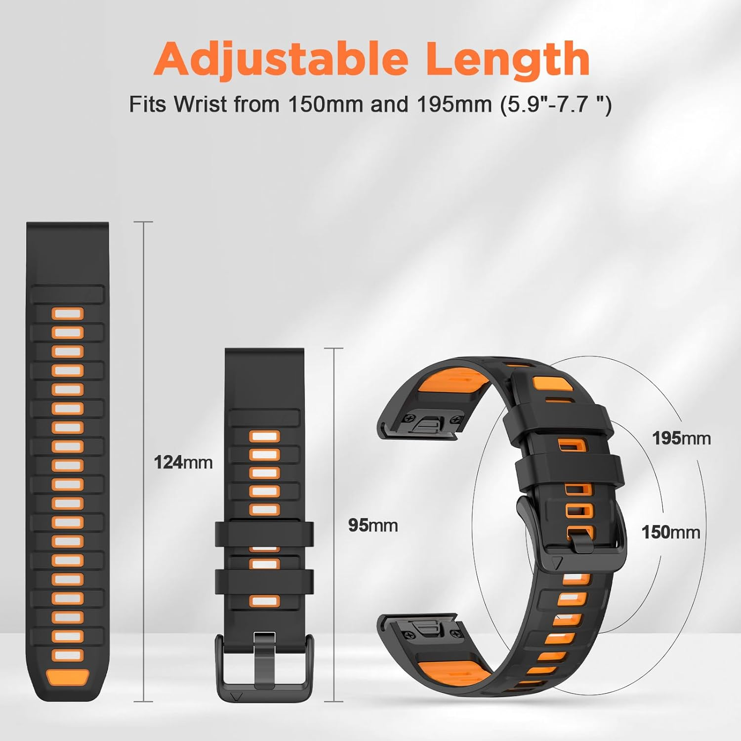 Compatible with Garmin Fenix 8 AMOLED 47Mm Silicone Watch Band/Fenix 7 Pro/7/6 Pro/6/5 Plus/5,Quick-Fit 22Mm Strap for Fenix E/Forerunner965 955/Descent G1/Approach S60 S62/Epix Pro 47Mm image number 5