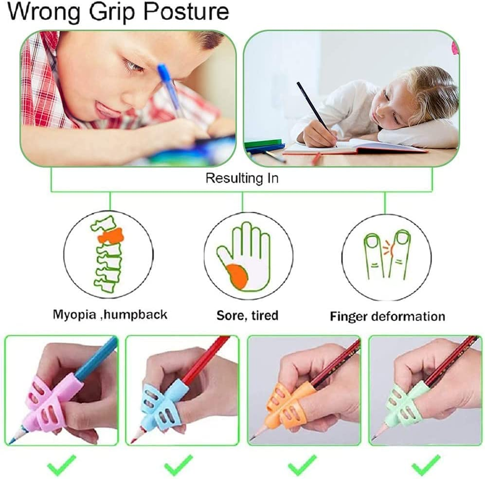 T Tersely 4 Pack for Pencil Grips Kids Handwriting, Ergonomic for Pencil Grips Preschoolers Toddlers Boys Girls, Hollow Ventilation Pen Grip for Lefties or Righties, 4 Colors image number 3