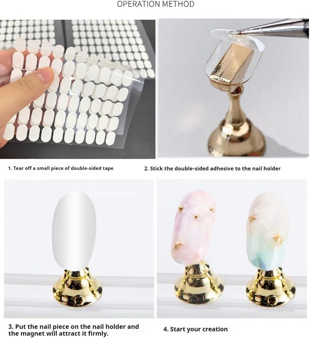 Custelen 2 Sets Rose Gold Magnetic Nail Stand for Press-On Nails Display &mdash; Ideal for Painting Practice and Acrylic Nail Art &mdash; Beginner to Pro, Includes Salon-Quality Accessories image number 3