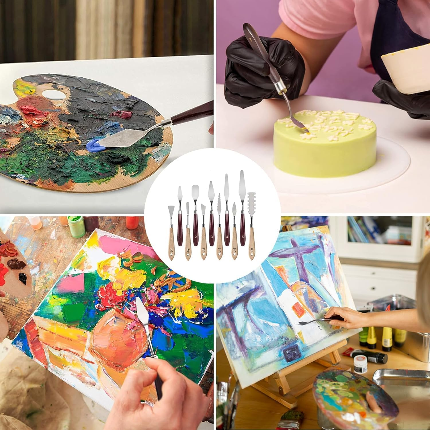 Palette Knife Set,11 Pieces Stainless Steel Scraper Palette Knife Painting Accessories Art Supplies for Oil Painting, Gouache, Watercolor, Rock Painting image number 3