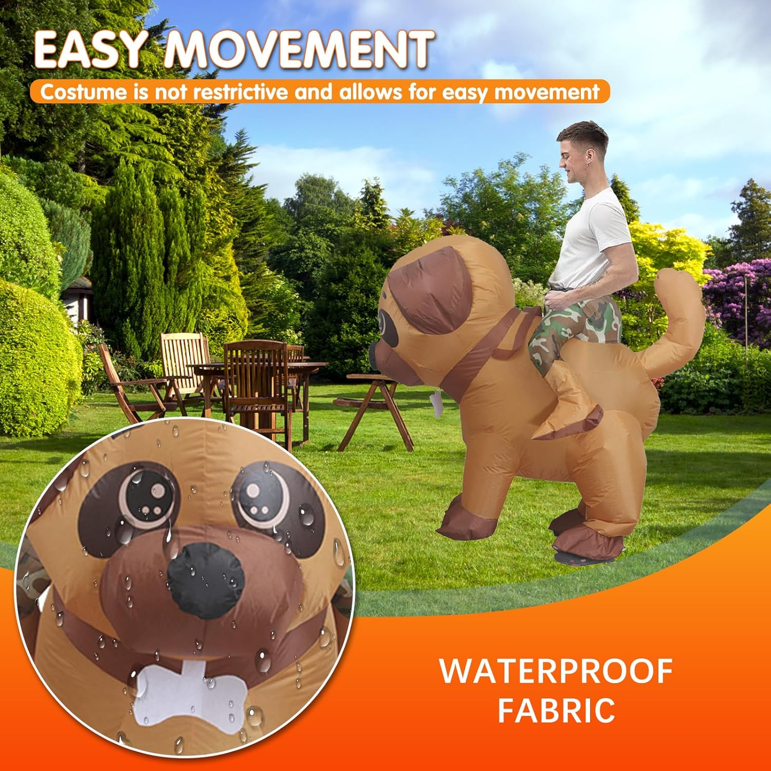 LIODUX Inflatable Costume Adult, Halloween Blow up Costumes for Adults Ride on Costume, T-Rex, Velociraptor, Dinosaur Dress Air Blow-Up Deluxe Costumes for Halloween Cosplay Party image number 6