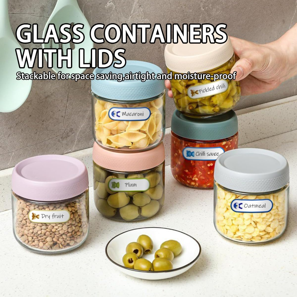 Zhuymndily 6 Pack Glass Food Storage Containers with Lids - Wide Mason Jars, Airtight Glass Meal Prep Containers for Baby Food Storage, Salad, Spice, Snacks, Dressing Sauce (Small) image number 4
