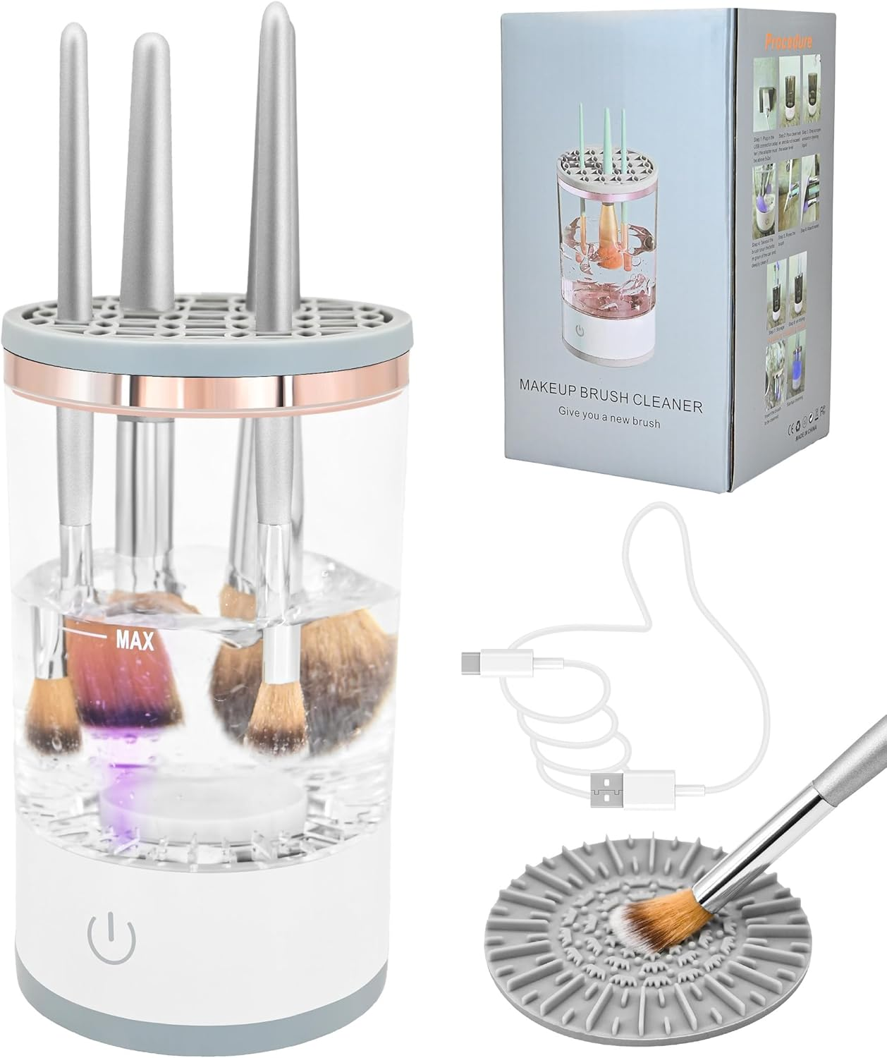 YBVABE Electric Makeup Brush Cleaner and Dryer &ndash; Rechargeable Automatic Brush Cleaning Machine for Deep Cleaning and Fast Drying All Types of Makeup Brush Types image number 6