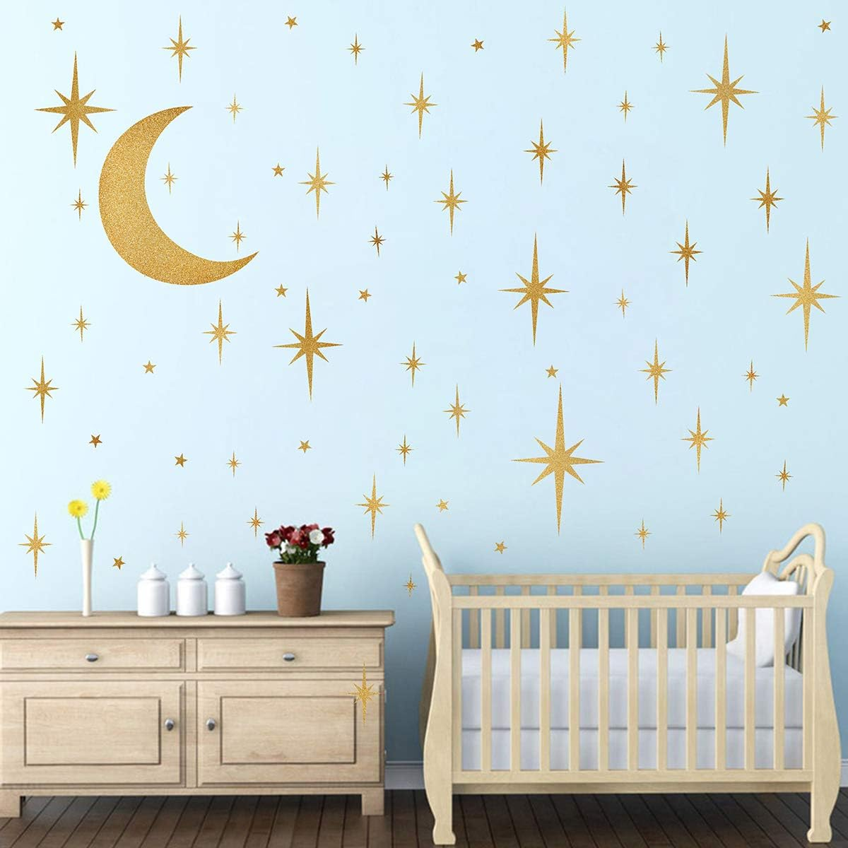 Easma Retro Starburst Wall Decals - Atomic Star Stickers for Girls Room - Peel and Stick Moon Decals image number 4