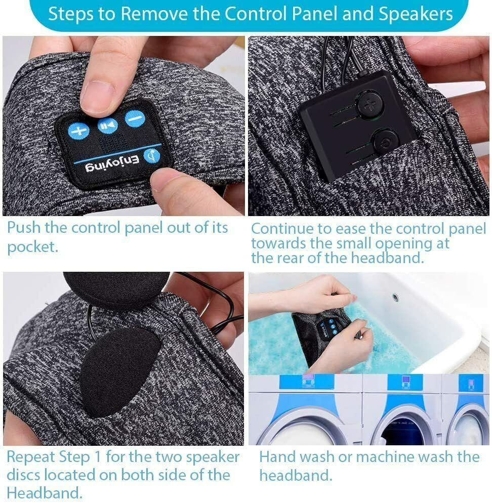 Leona Co Sleep Headphones Bluetooth 5.2 Headband, Sports Wireless Earphones Music Sleeping Eye Mask Earbuds with HD Stereo Speaker for Mom Women Teen Running Cool Gadgets Unique Gifts (Black) image number 4