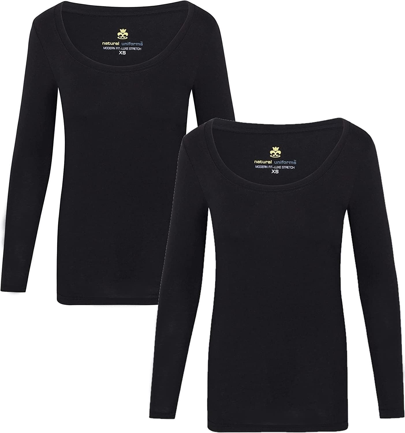 Natural Uniforms Women'S Long Sleeve Extra Wide Scoop-Neck T-Shirt under Scrub