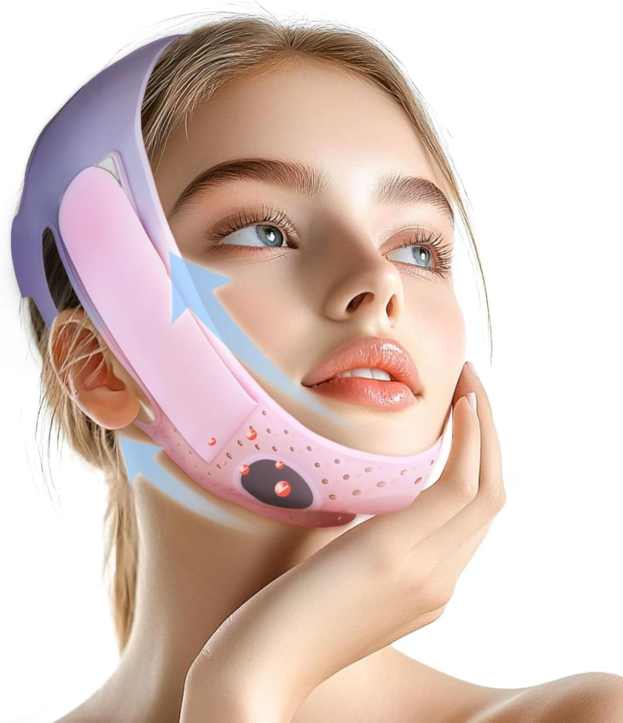 Chin Strap for Face Contouring，Reusable V Line Soft Silicone Mask - Double Chin Shaping, Adjustable, Breathable Fabric，Jawline Shaper for Women & Men anti Snoring Devices for Sleep Home Working Travel Yoga