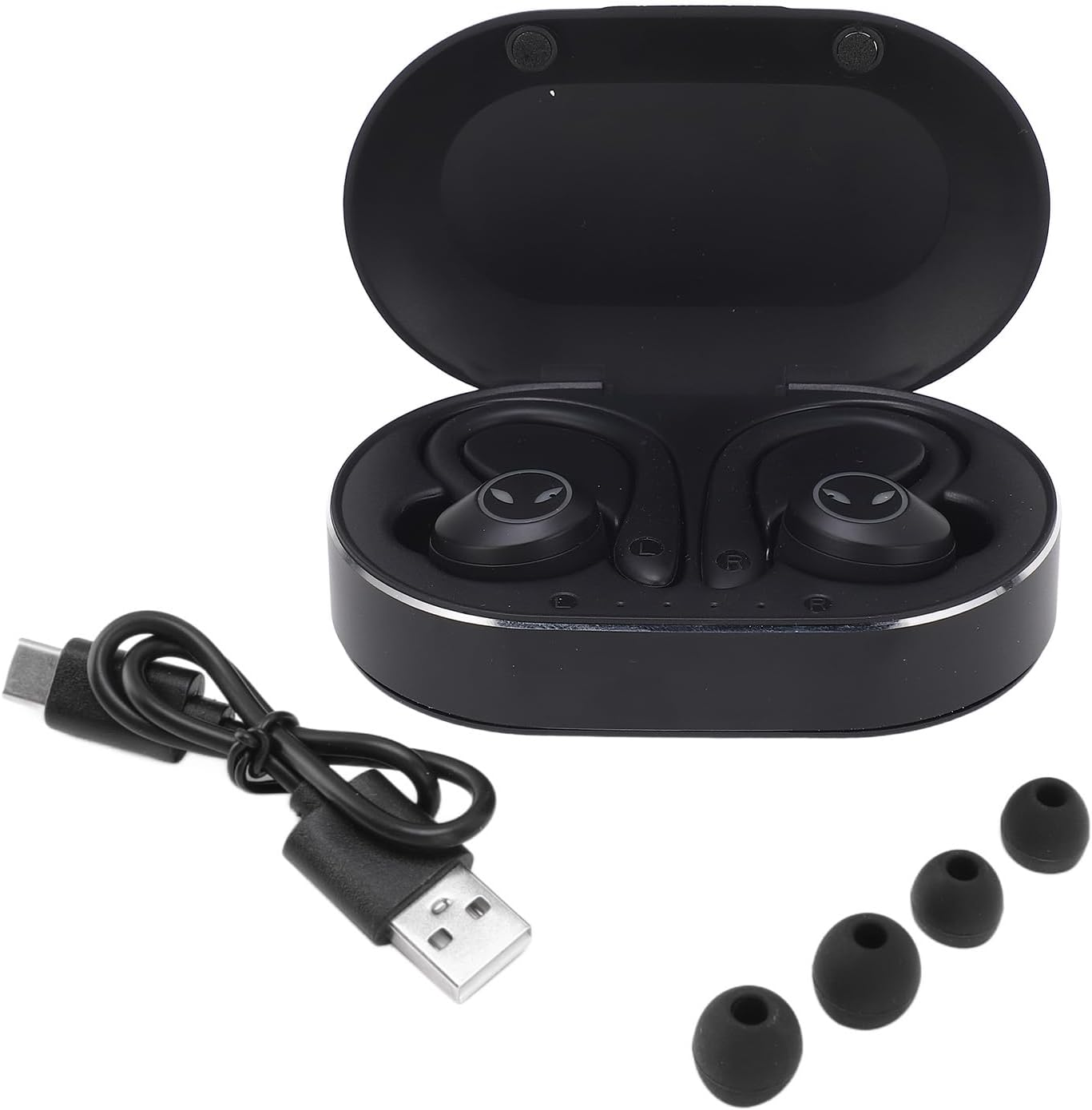 POENVFPO Wireless Earbuds over Ear Buds Noise Cancelling Earbuds with BT 5.1 Fast Stable Connection Secure Earhook Design 5H Playback 120H Standby for Sports Running Workout (Black) image number 3