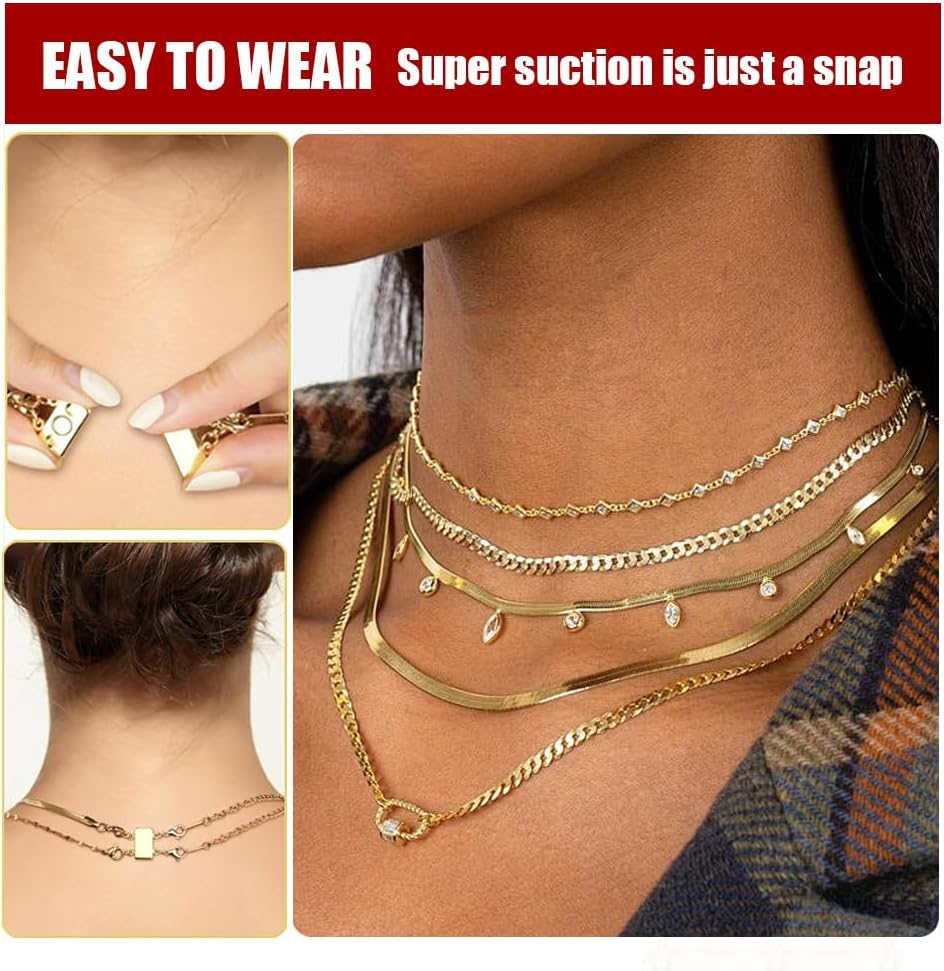2Pcs Necklace Layering Clasp,Multi Necklace Layering Clasp Multi Strand Necklace Clasps,Closures Separator Detangler Connector for Jewelry (Gold)