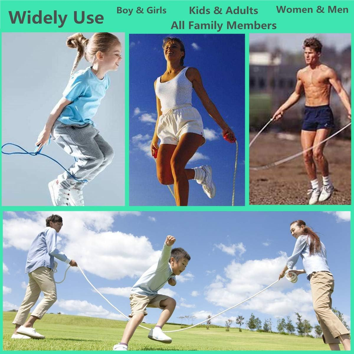 KINGSOO Jump Rope,2 &1 Pack Speed Jump Rope Women Adult Kid,Adjustable Lightweight Rope for Heart Boxing Equipment Exercise