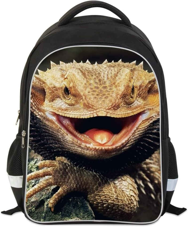 Dispalang Cool Lizard Prints School Backpack for Guy Boys Cute Animal Bagpack Personalized Satchel Patterns
