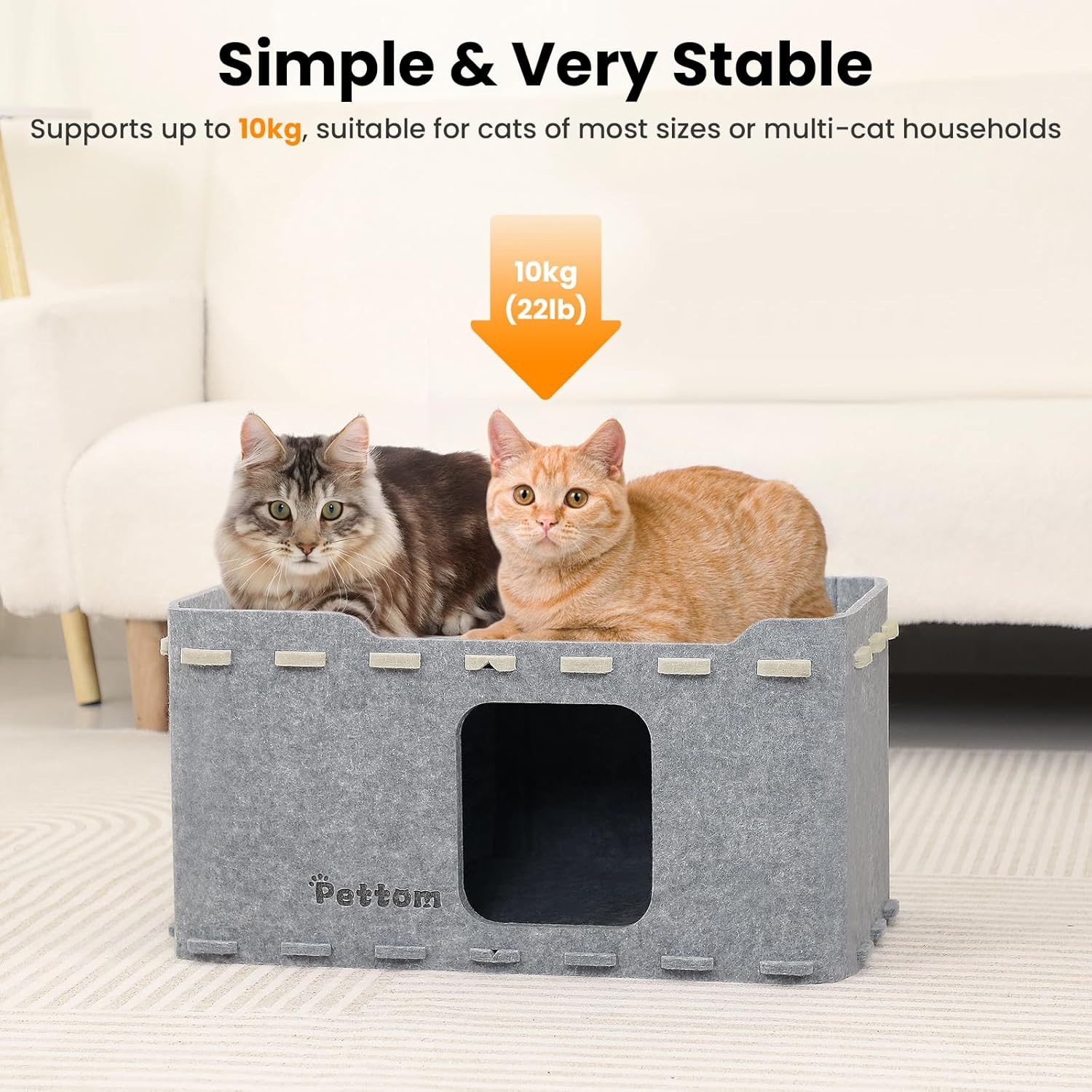 PETTOM Cat Cave Bed for Indoor Cats, Cat Tunnel House for Multiple & Large Cats, Cat Accessories image number 4