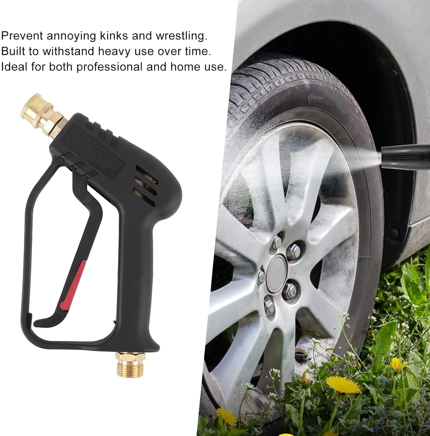 Short Pressure Washer Gun, 4000PSI 360&deg; Rotatable Swivel High Pressure Water Washer Handle, Car Washer Extension Wand Power Washer Gun for Foam Cannon and Nozzles image number 6