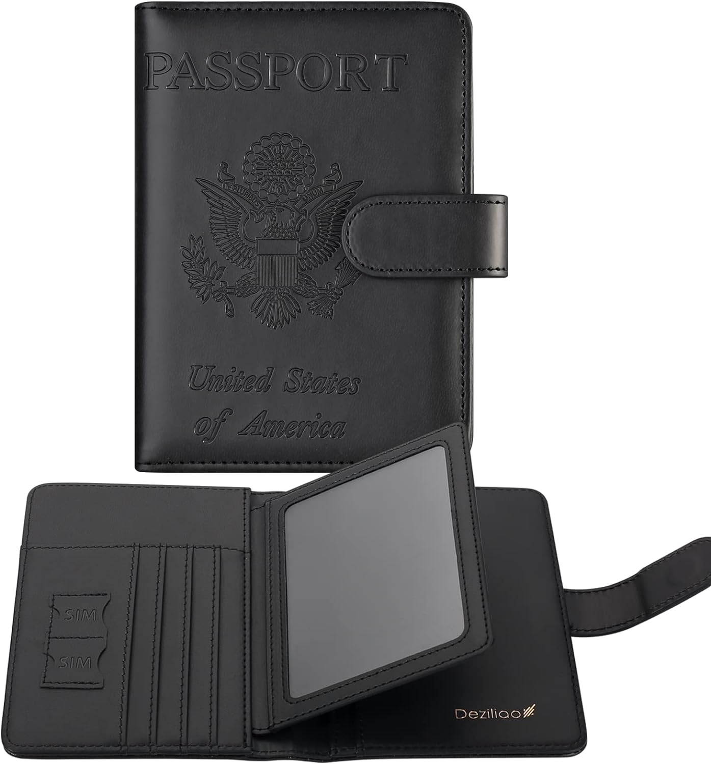 Deziliao Passport and Vaccine Card Holder Combo, PU Leather Passport Holder with Vaccine Card Slot, Passport Wallet for Men and Women&hellip;, Aqua Green, Upgrade