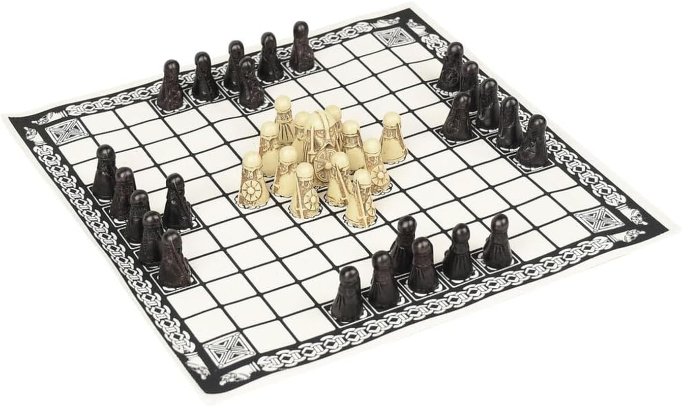 Hnefatafl Board Game - Viking Chess Set - the Masters Edition with Cloth Board and Detailed Resin Pieces - Two Player Strategy Board Game image number 4