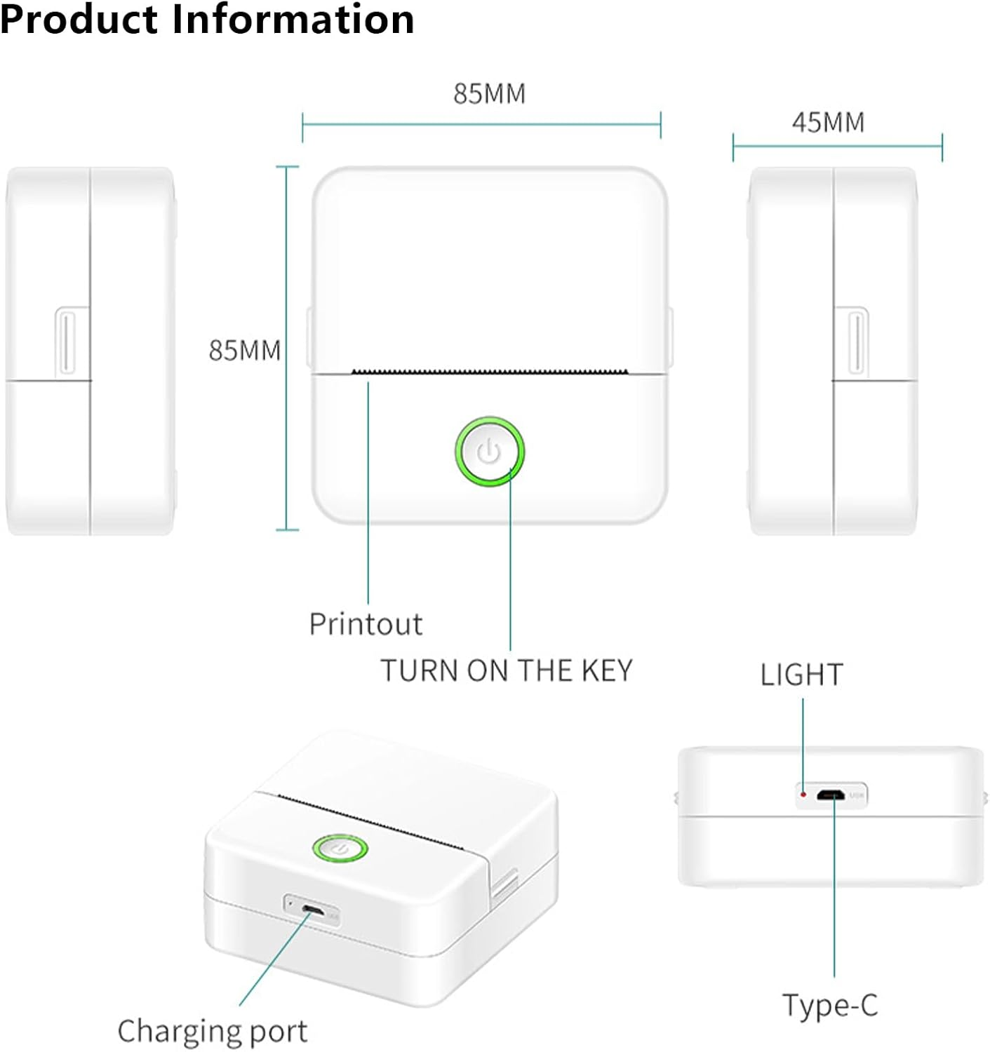 X6 Mini Thermal Printer, Portable Bluetooth Photo Printer for Phone, Wireless Sticker Printer Label Maker for Study Notes, Journal, Fun, Work, Photos, Compatible with Ios and Android image number 4