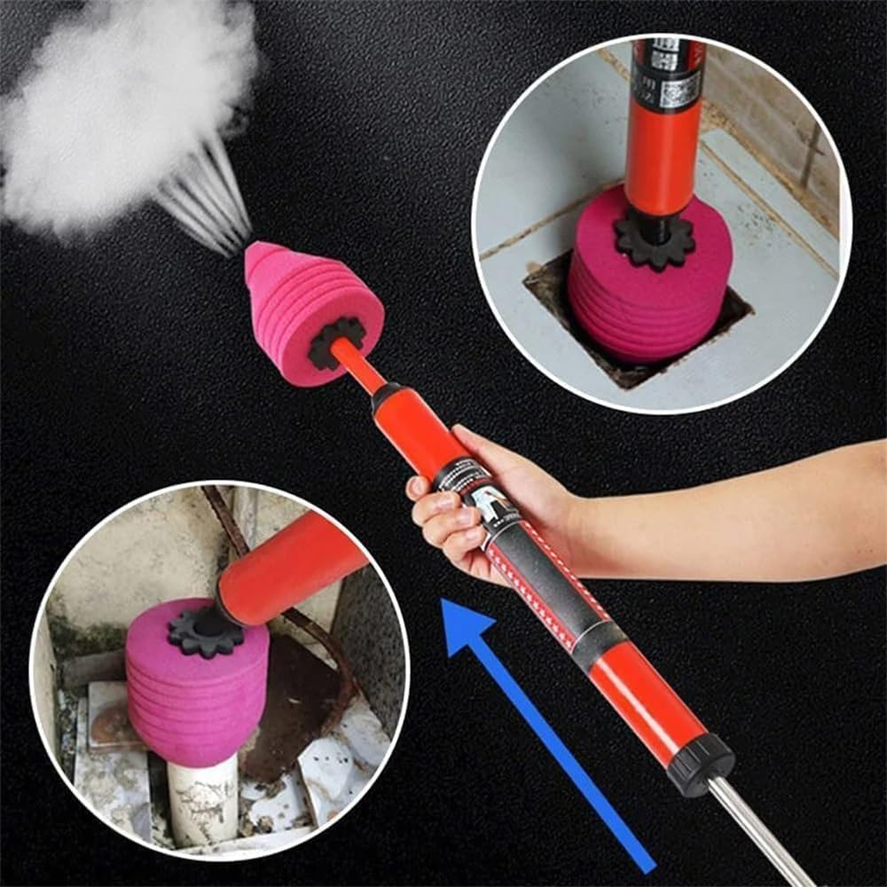 Toilet Unclogger, Upgraded High Pressure Toilet Plunger Kit, Unblock One Shot Pipe Air Drain Clog Remover Plumbing Tool, Long Handle, Bendable Head for Bathroom, Kitchen, Bathtub image number 5