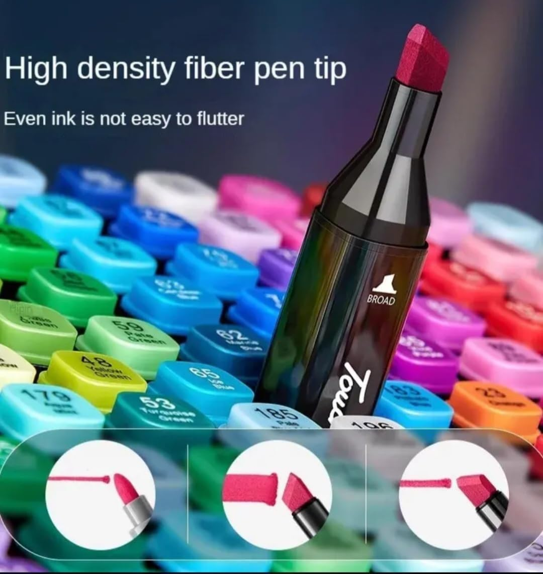 80 Colors Dual Tips Art Twin Sketch Markers,Alcohol Brush Tip Markers Set Coloring Art Markers with Case for Sketching, Adults and Kids Coloring Books and Illustration image number 6