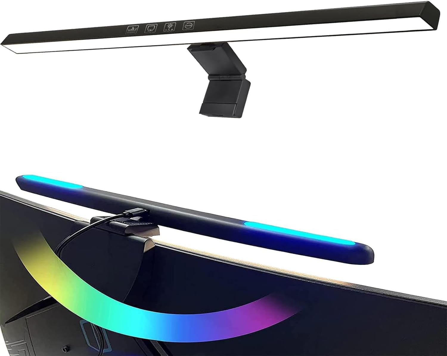 MUSOLA Flat Monitor Light Bar with RGB Backlight & 60-Min Timer, 3000-6000K Stepless Dimming, 0.3-0.8" Clamp for Office/Gaming, USB-C Eye Care Desk Lamp (Touch Control/Blue Light Filter) image number 1