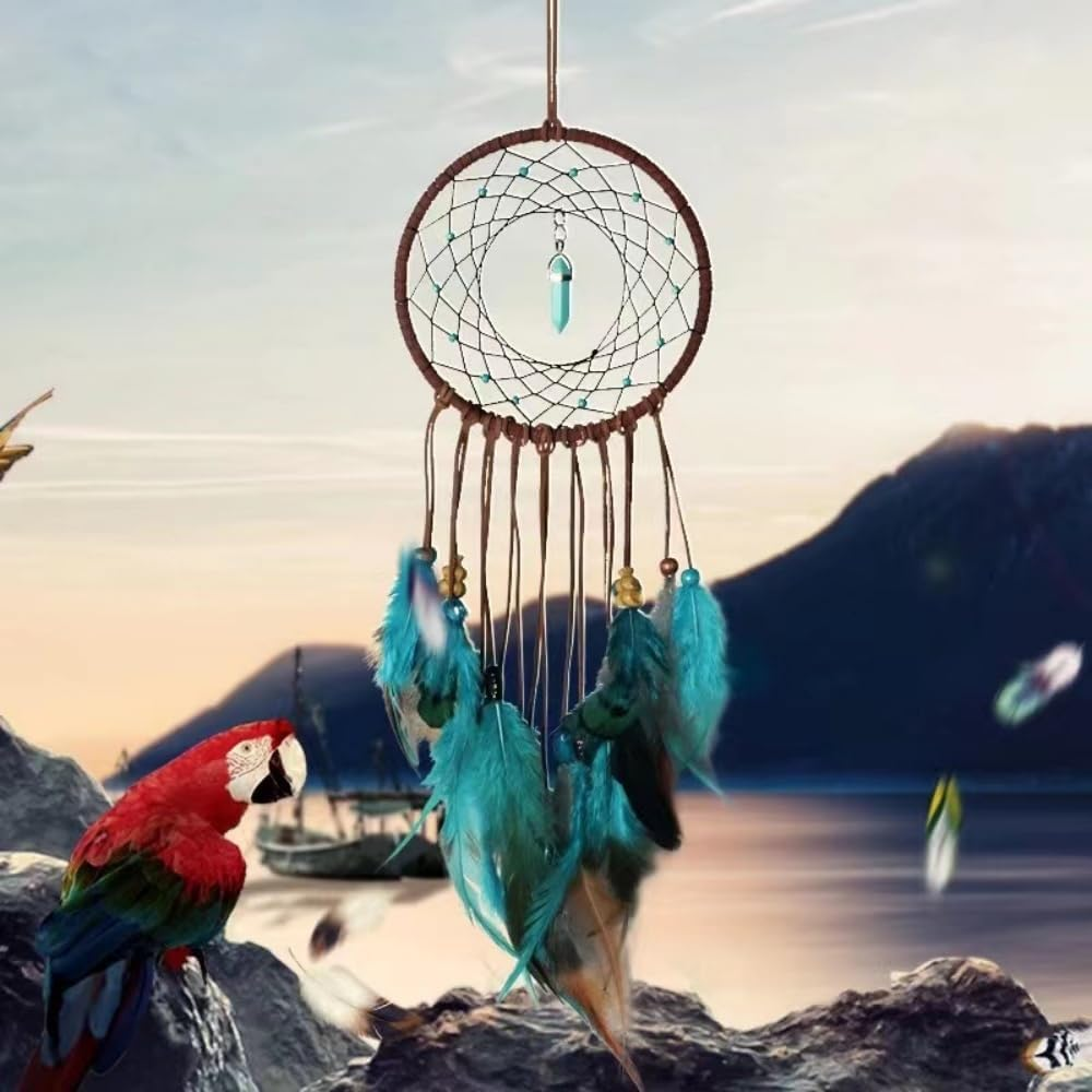 2 Pack DIY Feather Dream Catcher Kits Turquoise Wall Hanging Boho Decor Handmade Dream Catcher for Adults and Dream Catchers Wall Decor ﻿ image number 2
