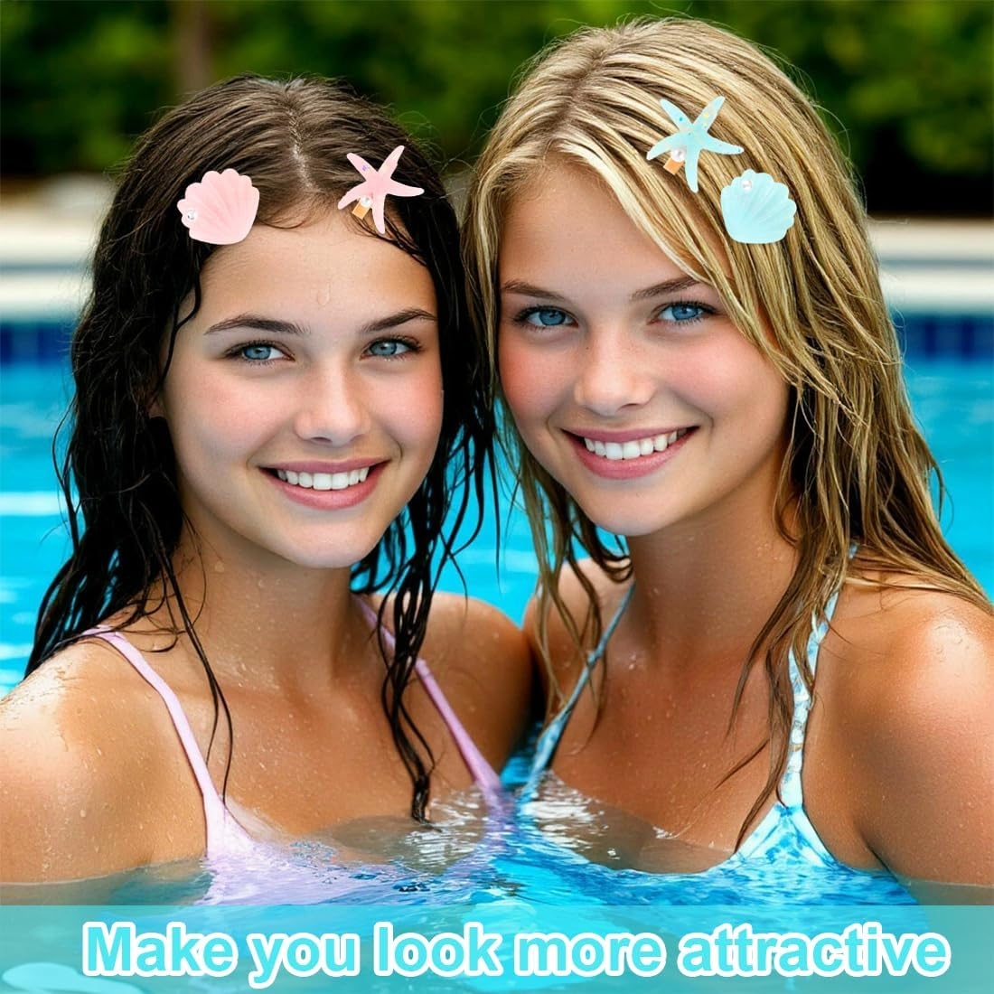 YUZNA Pack of 6 Starfish Hair Clips Shell Hair Pin Hair Clip Starfish Shell Pearl Starfish Hair Clips Shells Hair Accessories Hair Clip Starfish