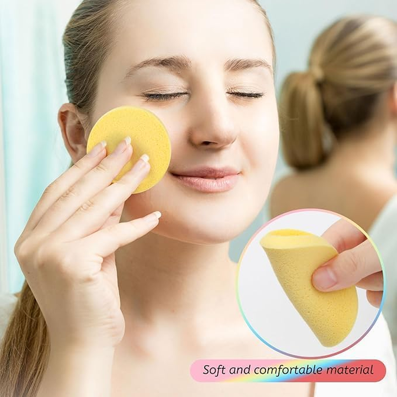 Professional Facial Cleansing Sponge Set, Pink and Yellow Compressed Makeup Remover Pads, 120 Pieces image number 2