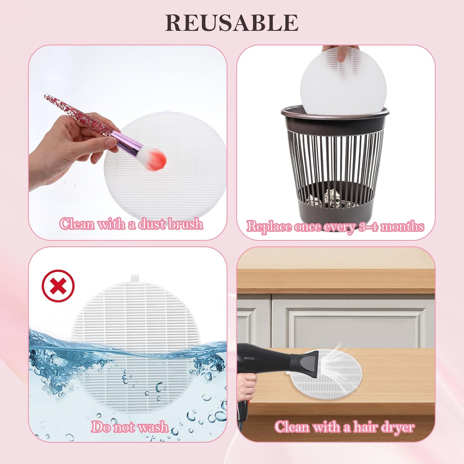 2 Pack Dust Collector Filter Replacement Compatible with Melody Susie, White Nail Dust Collectors Filter for Home and Nail Salons, Reusable Dusts Collectors Match with Dusts Collector Nails Tech Tool image number 6