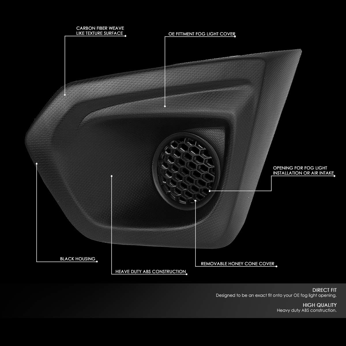 Pair Factory Fitment Front Bumper Fog Light Bezel Covers Replacement for 12-14 Subaru Impreza (Matte Black) image number 4