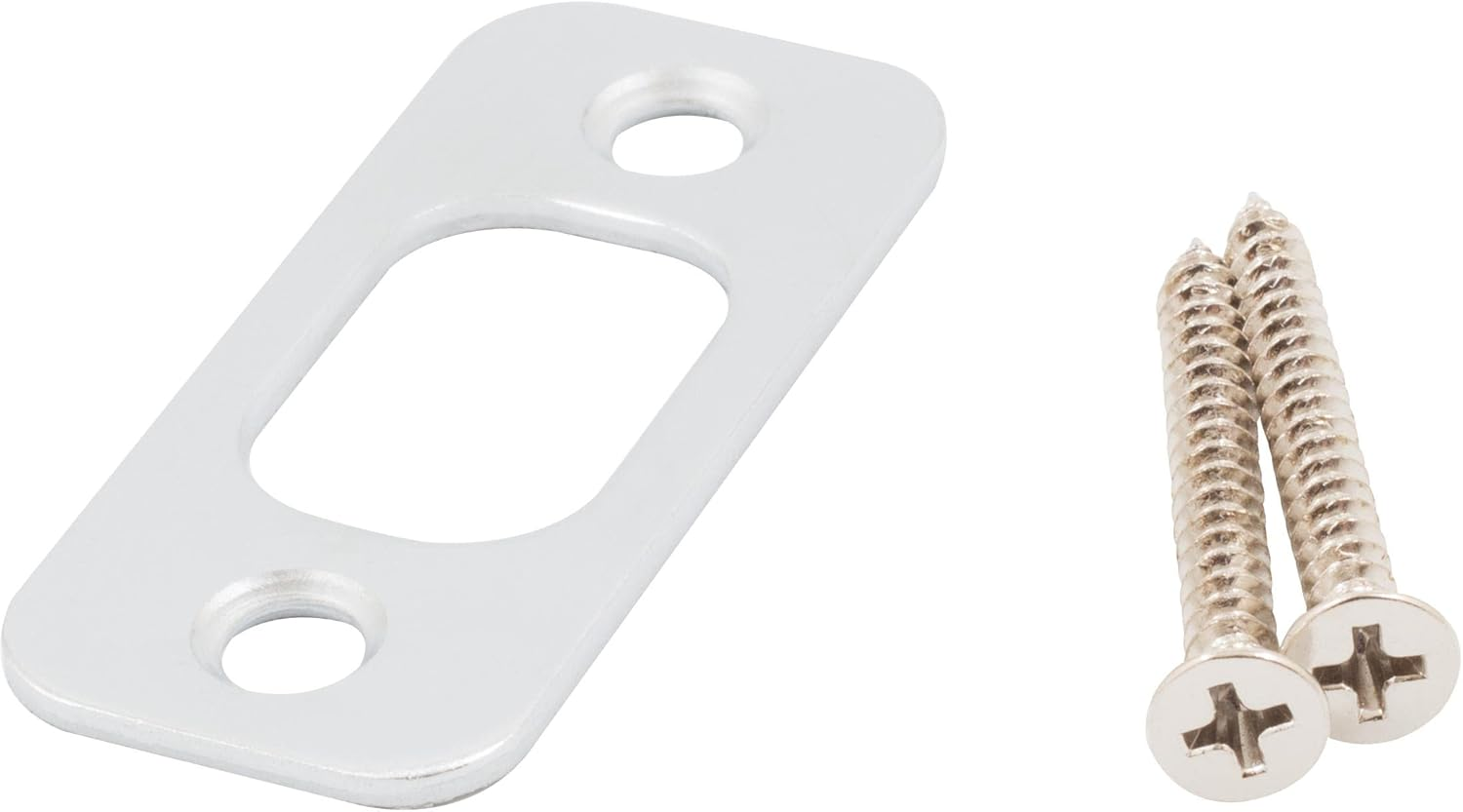 Round Corner Deadbolt Strike Plate, 1-1/8" X 2-3/4", 2-1/8" Center-To-Center, Antique Brass by Stone Harbor Hardware image number 2