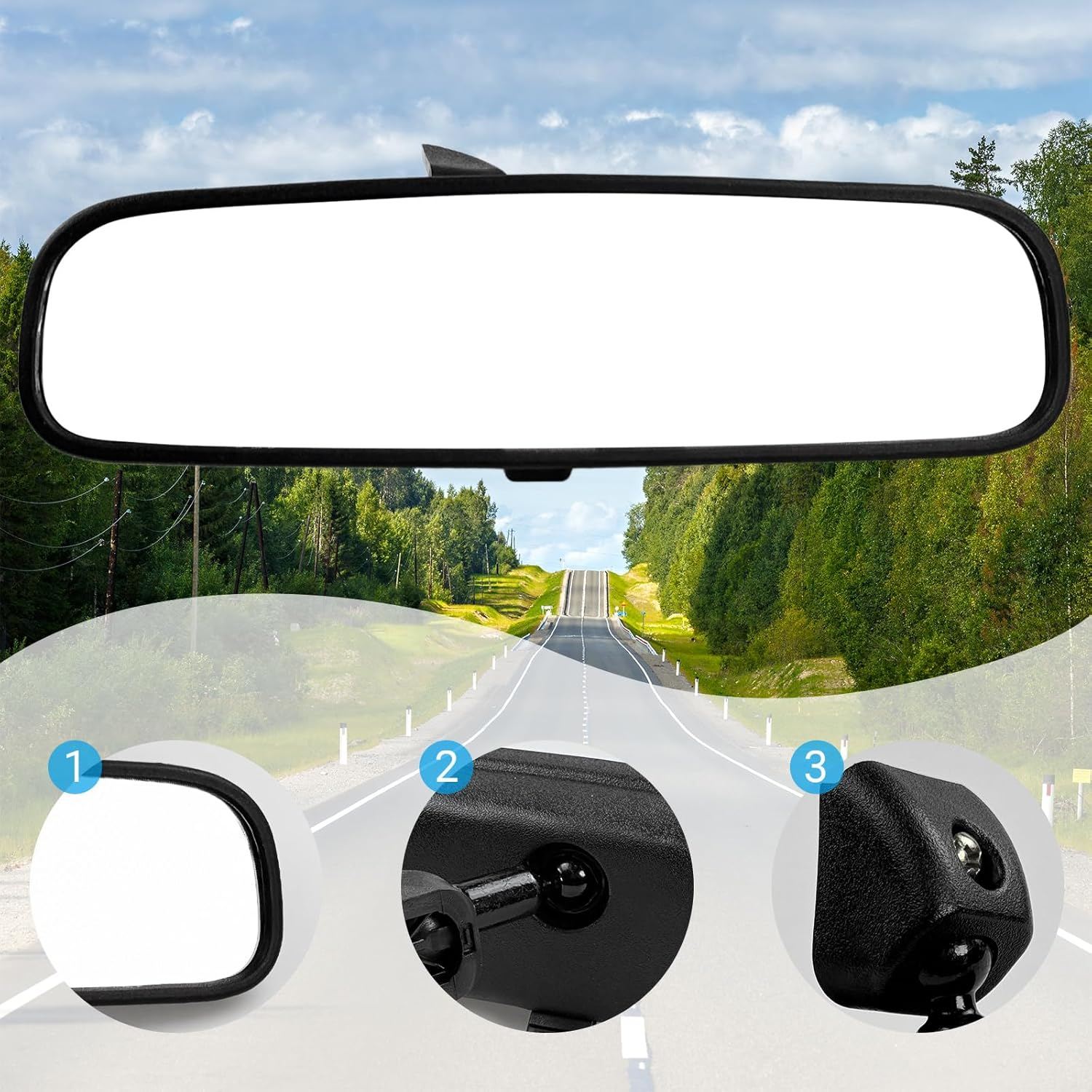 Car Rearview Mirror, Universal Interior Rearview Mirror Thickened Interior Suction Cup Rearview Mirror Assembly for 85101-3X100 image number 3