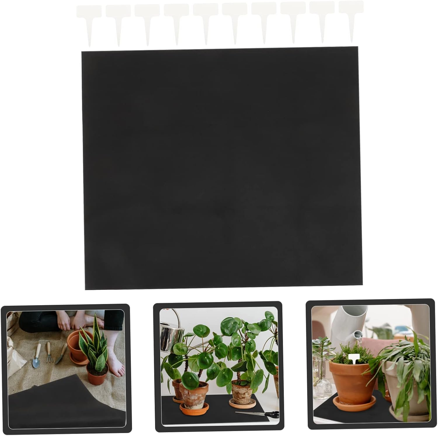KONTONTY Capillary Mat Plant Pad for Automatic Plant System Gardening Hydroponics Supplies 1.2X1M Black Breathable Water Absorption Mat 10 Tags for Indoor and Outdoor image number 3