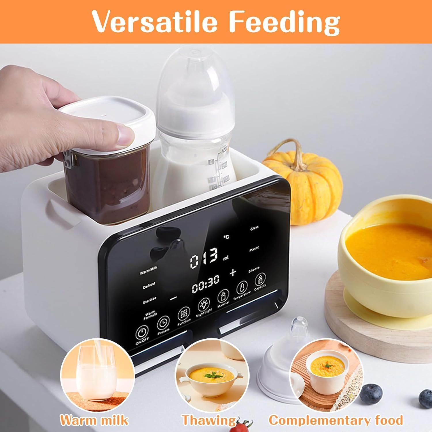 Baby Bottle Warmer,Bottle Sterilizer Double Bottle Warmer, Precise Temperature Control with LED Display and Defrost Function. image number 5