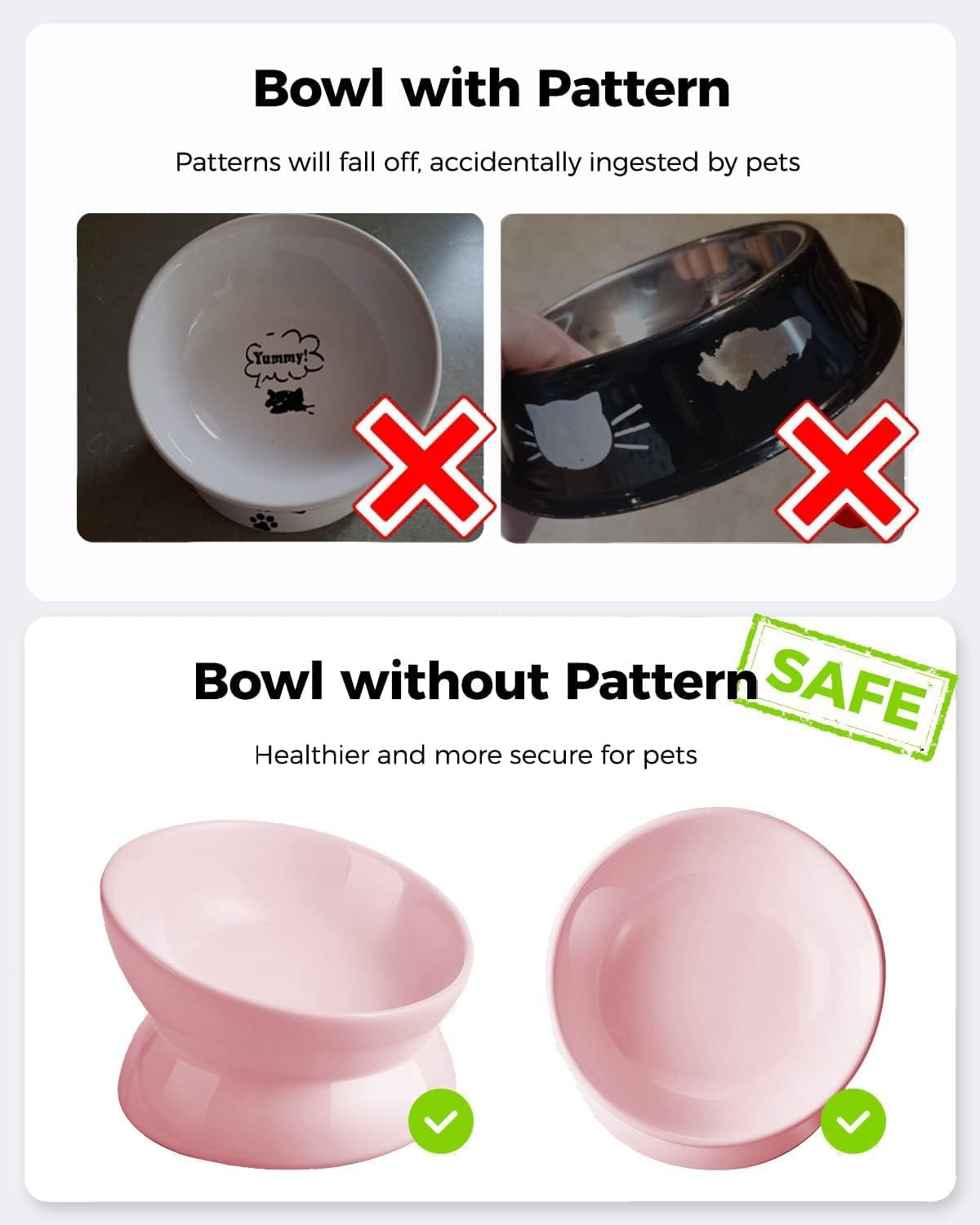 EP Leben Elevated Cat Food Bowl, 5 Oz Ceramic Raised and Tilted Water Bowl, anti Vomiting and Protect Pets' Spines Dishes for Small Dog, Fat Faced Cat, Kitten (Pink) image number 1