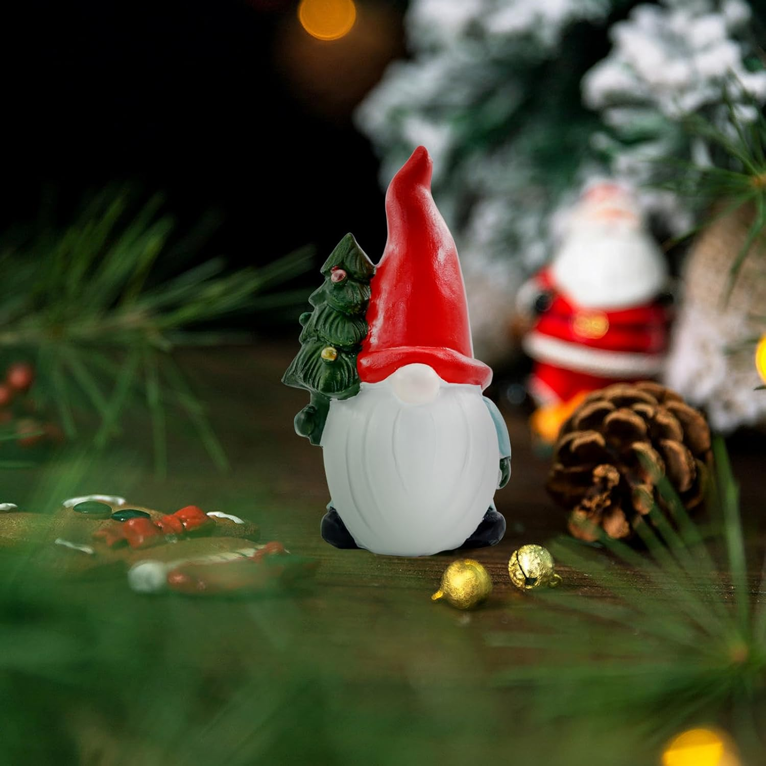 Mrmrkura 4Pcs Miniature Gnomes Fairy Resin Statues Mini Dwarf Figurine, Garden Gnomes Christmas Decorations Micro Landscape Ornaments for Outdoor Indoor Patio Yard Lawn image number 5