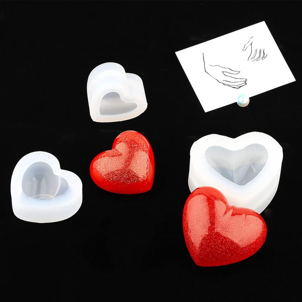 Weenkeey 2 Pcs 3D Heart Shape Resin Molds Heart Keychain Charms Silicone Mold Heart Jewelry Casting Mold Love Heart Epoxy Mold for DIY Craft Home Decor