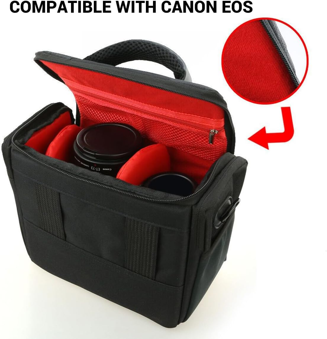 AIMALL Shoulder Digital Photography Bag, 10.2&times;5.3&times;8.2In SLR Camera Bag with Customizable Interior & Multiple Pockets, Black