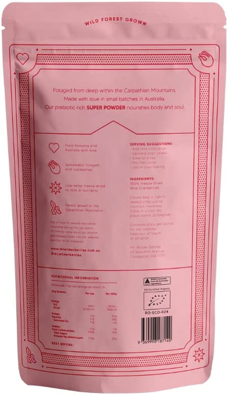Organic Wild Cranberry Super Powder, 100% Wild Grown, Organic, Freeze Dried, No Added Sugar, No Additives image number 6